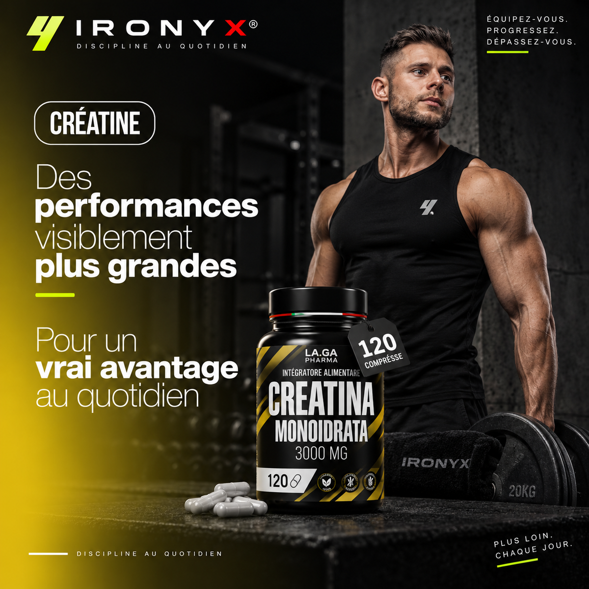 Créatine Monohydrate 3000mg — 120 comprimés végan