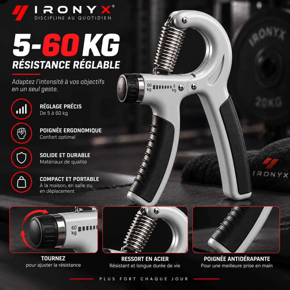 Extenseurs de Poignet Réglables 5-150kg — Musculation