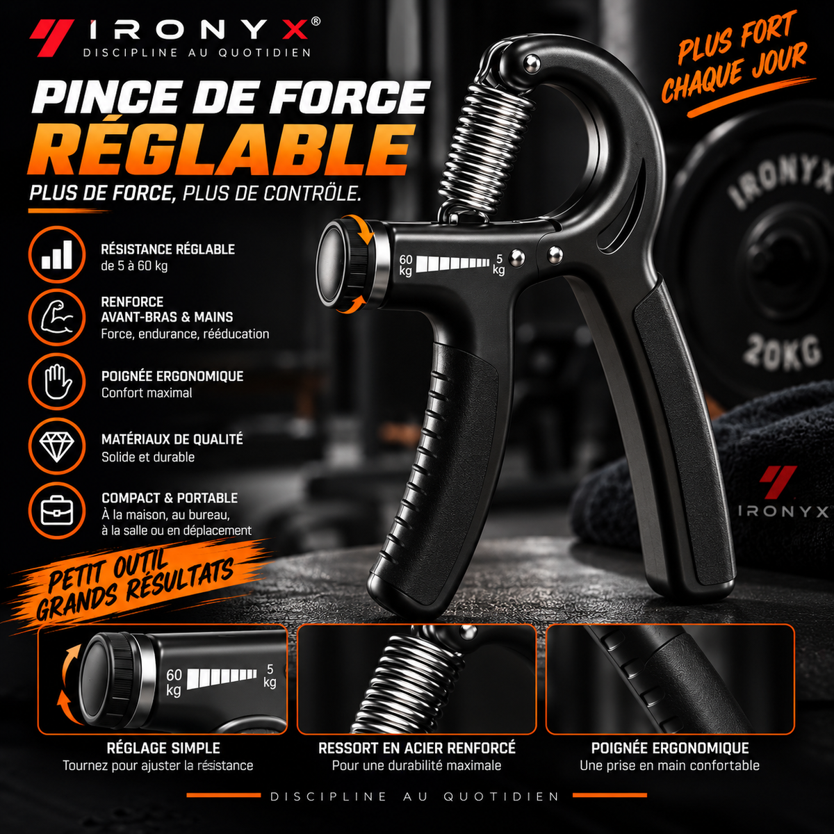 Extenseurs de Poignet Réglables 5-150kg — Musculation