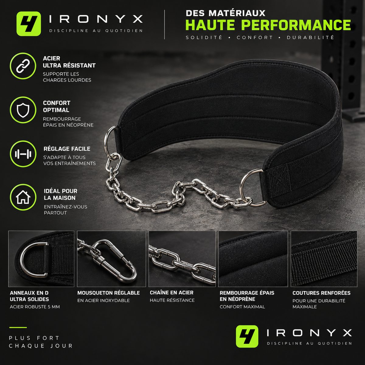 Ceinture de Lest Néoprène avec Chaîne — Musculation
