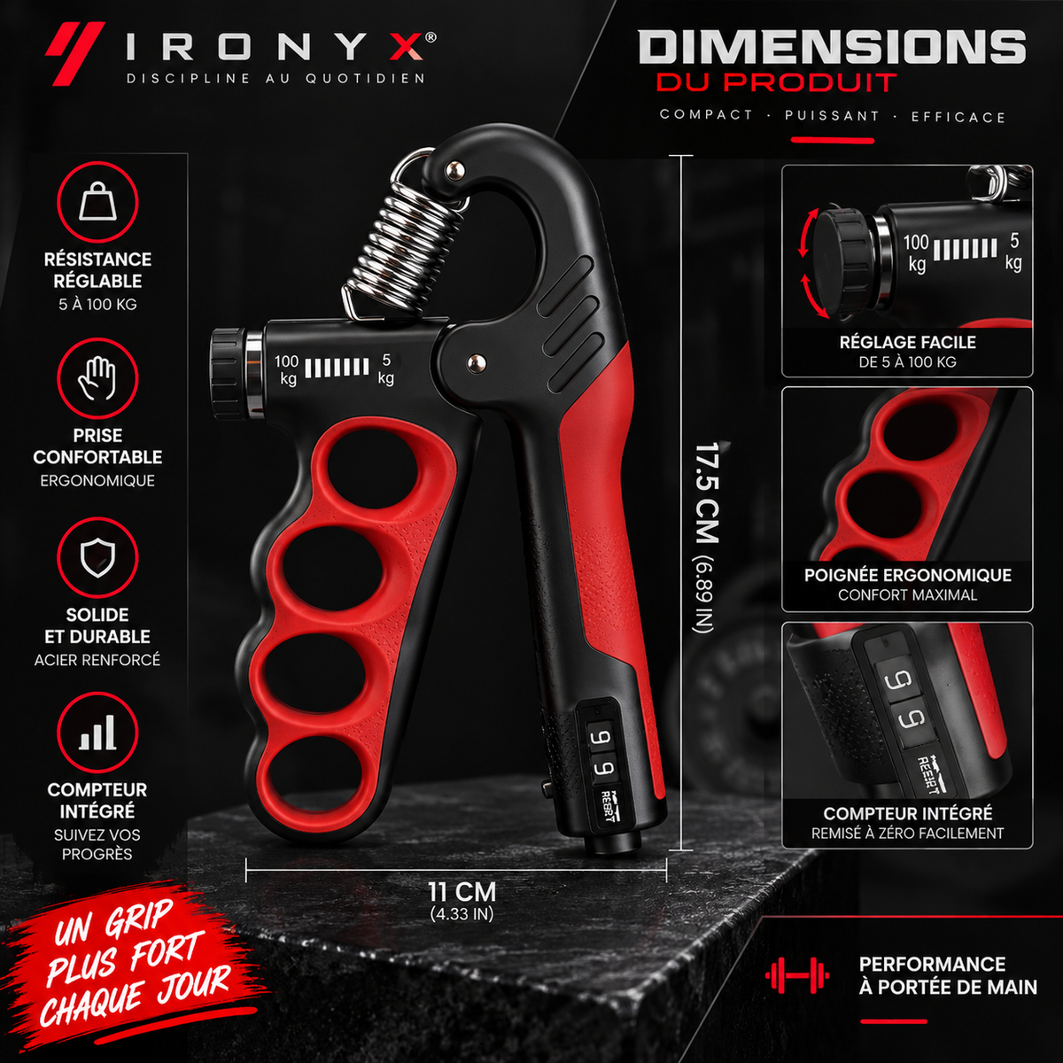 Extenseurs de Poignet Réglables 5-150kg — Musculation